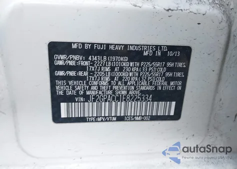 2014 Subaru Xv Crosstrek 2.0I Premium из США, поврежденный, VIN JF2GPACC1E8225334